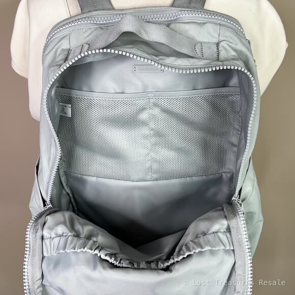 Lululemon | Everyday Light Grey Nylon Laptop Travel Minimalist Bag Backpack